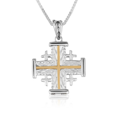 Pendant - Jerusalem Cross/Old City Sterling Silver & 14k Gold Plated