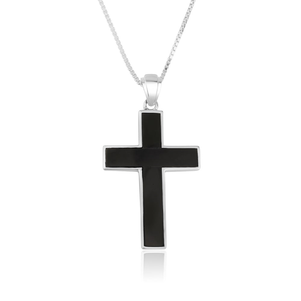 Pendant - Cross Sterling Silver and Black Onyx