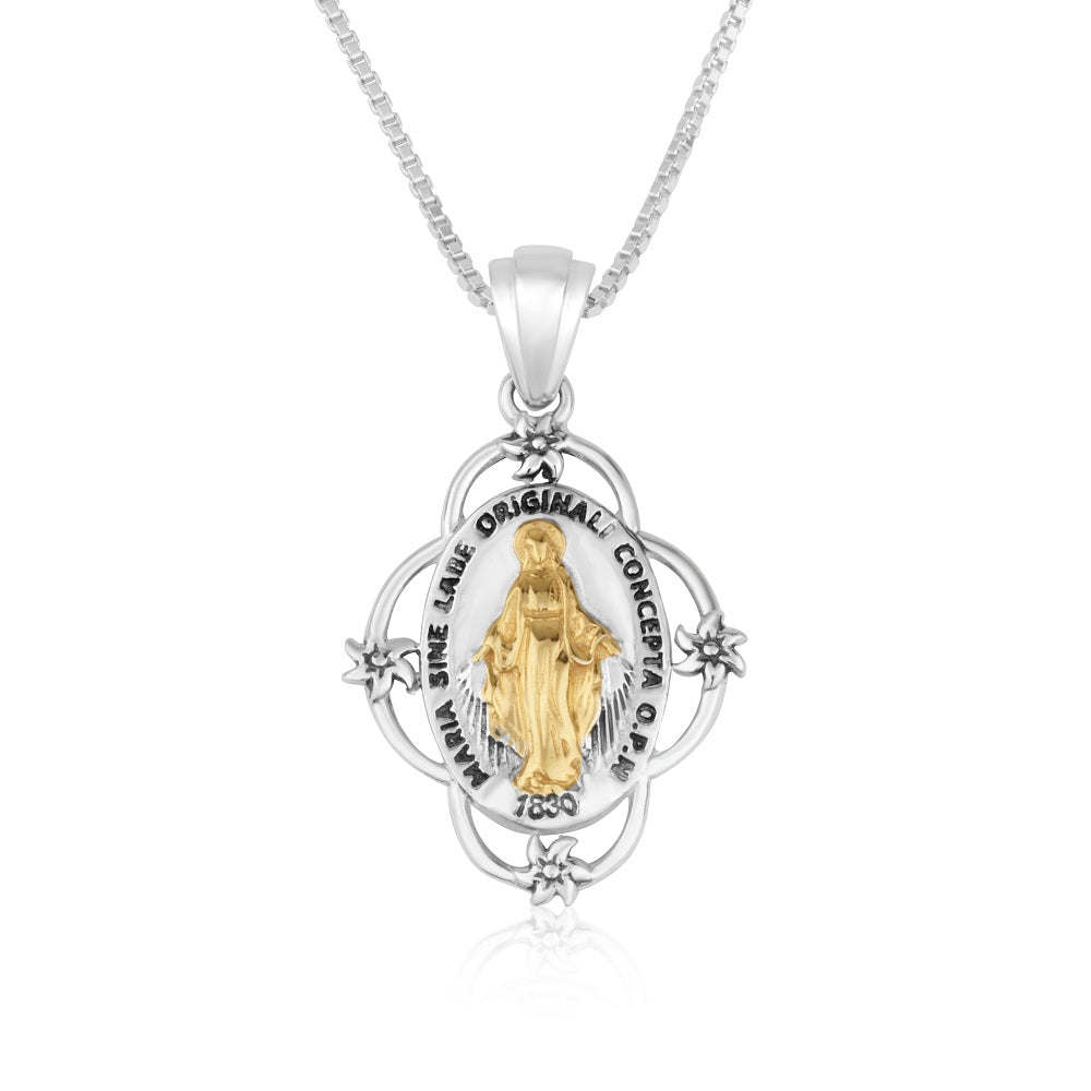 Pendant - "The Miraculous Medal" Silver & 14k Gold Plated