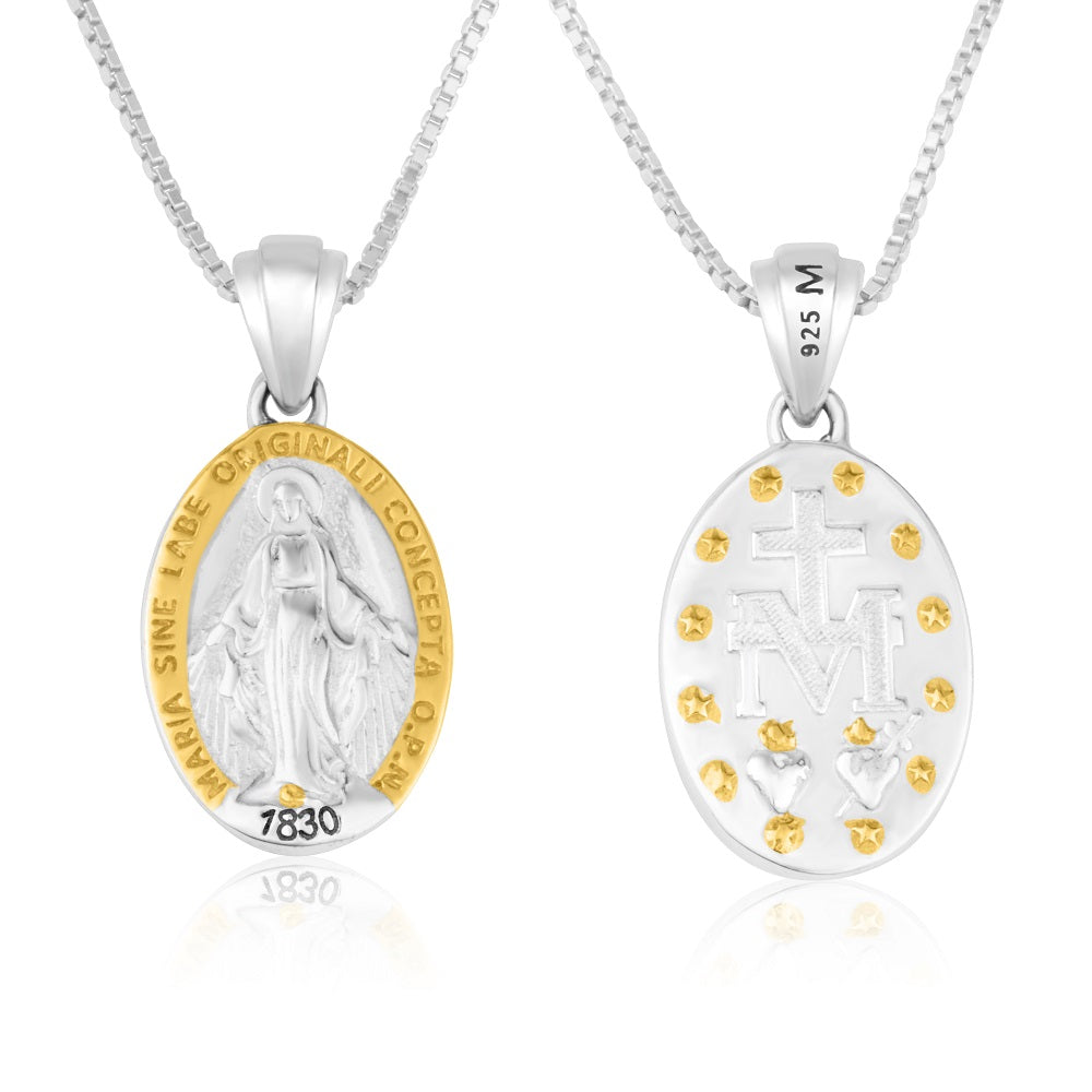 Pendant - "The Miraculous Medal" Silver & 14k Gold Plated