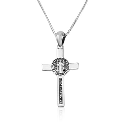 Pendant - Crucifix & St. Benedict Sterling Silver