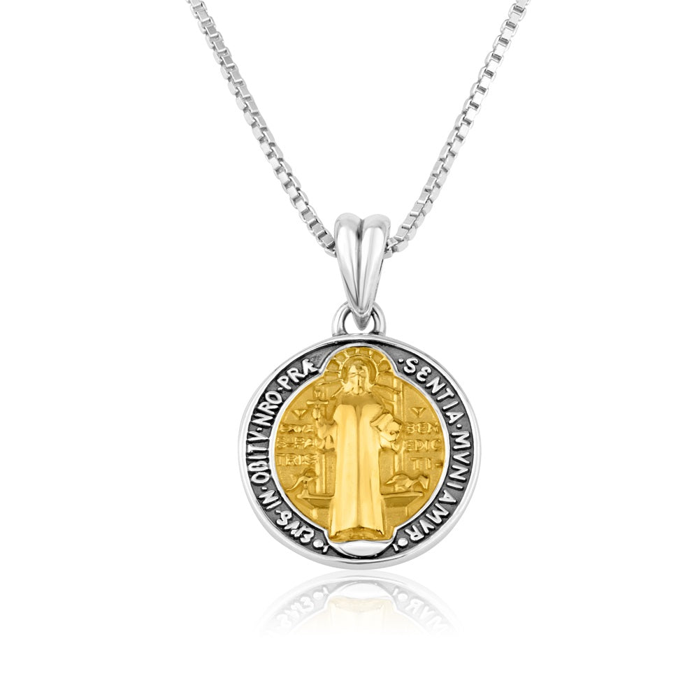 Pendant - St. Benedict Sterling Silver & 14k Gold Plated