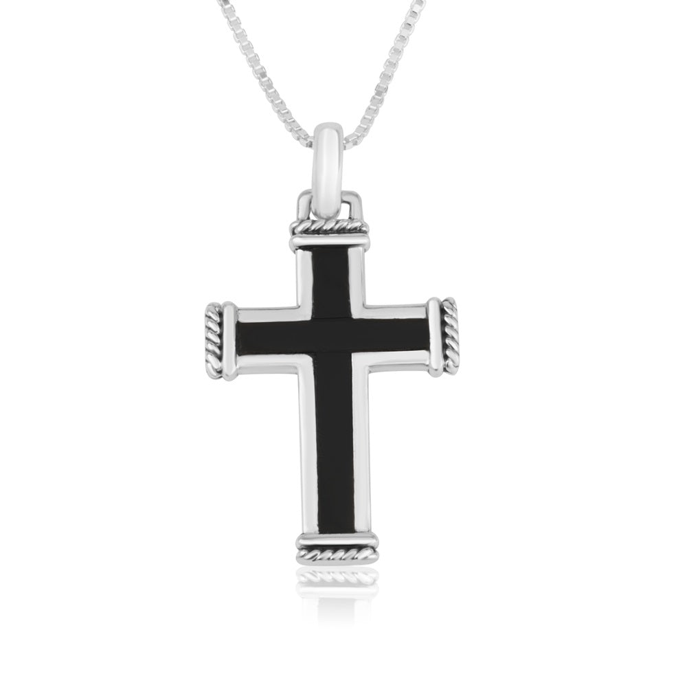 Pendant - Cross Sterling Silver and Black Onyx