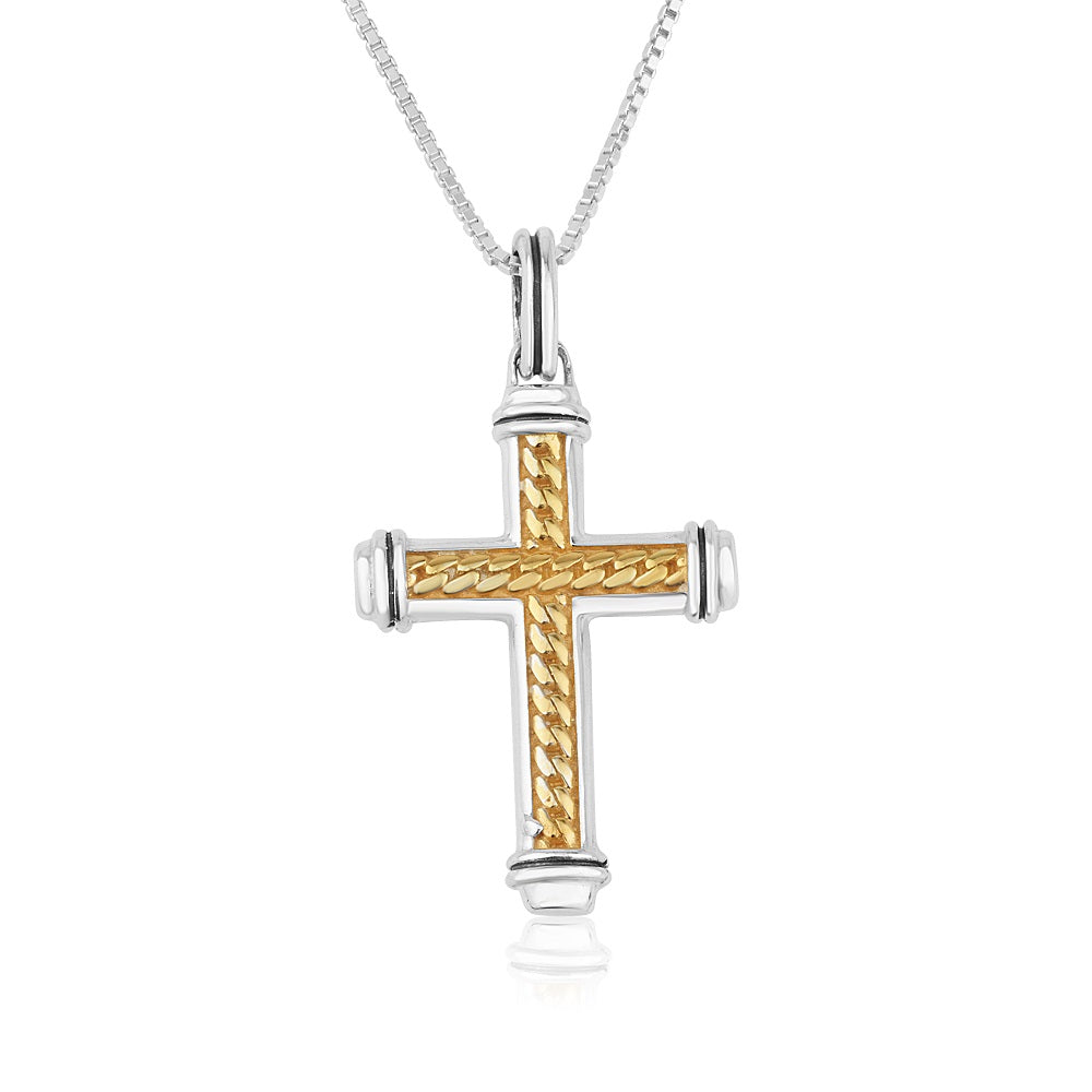 Pendant - Cross 14k Gold Plated with Stirling Silver tips