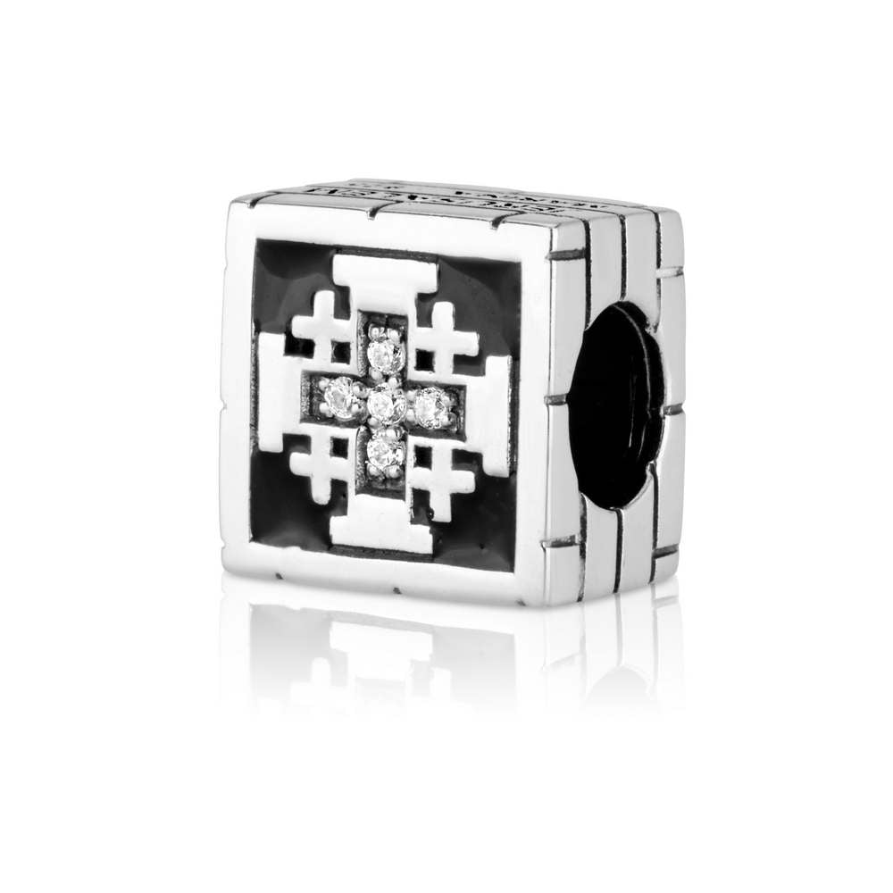 Charm - Jerusalem Cross Sterling Silver & Black Onyx