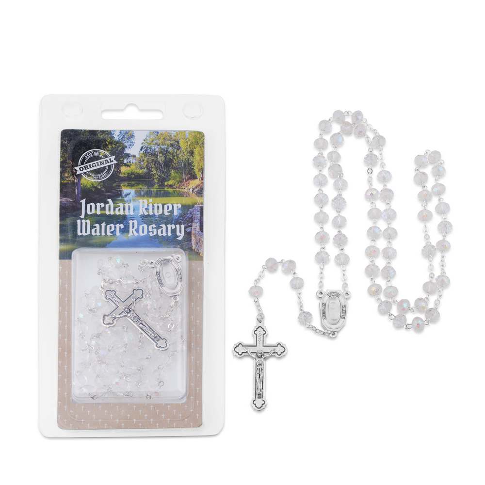 Rosary Clear Crystal Beads With Jordan River Water