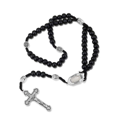 Rosary Black Olive Wood Beads with Jordan River Water