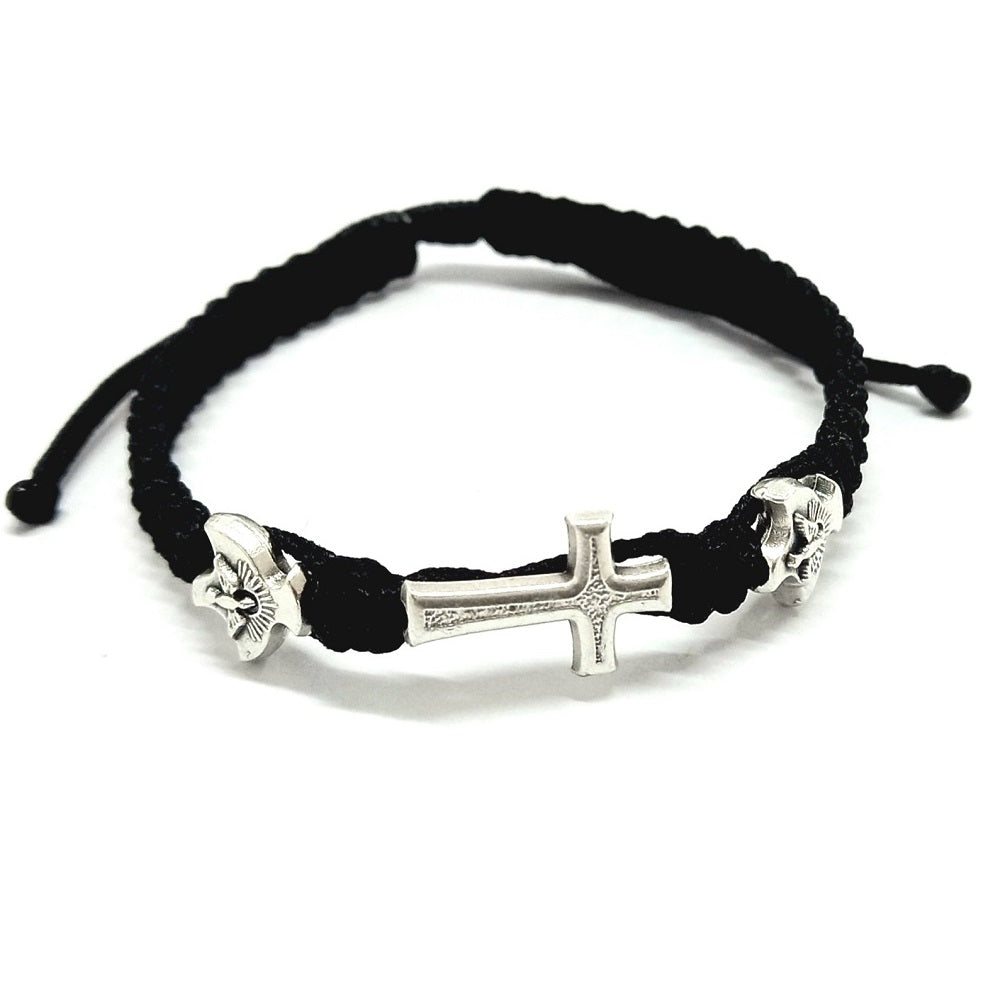 Bracelet Cross and Holy Spirit - Black