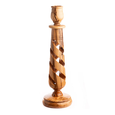 Candle Stick - Spiral Olive Wood
