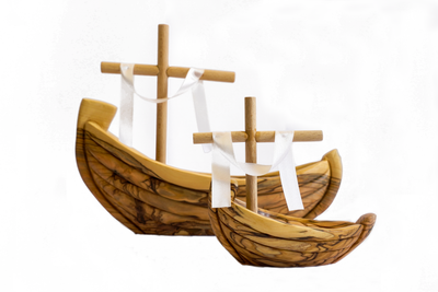 Magdala Boat - Olive Wood Replica from The Boat Chapel Altar in the Duc In Altum at Magdala