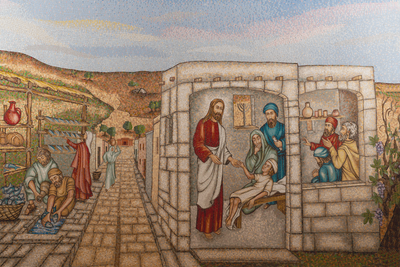 DAUGHTER OF JAIRUS - REPLICA ON CANVAS OF MOSAIC CHAPEL MURAL