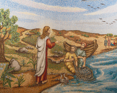 FISHERS OF MEN - REPLICA ON CANVAS OF MOSAIC CHAPEL MURAL