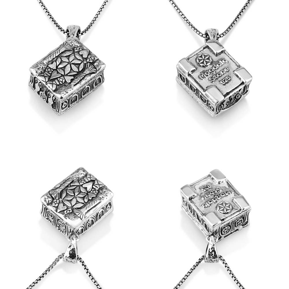 MAGDALA STONE STERLING SILVER NECKLACE -  A beautiful replica of the Magdala Stone was found within Magdala´s first-century synagogue.