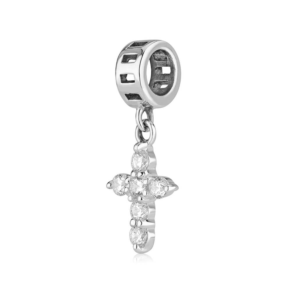 Sterling Silver Cross with Zircon Gemstones