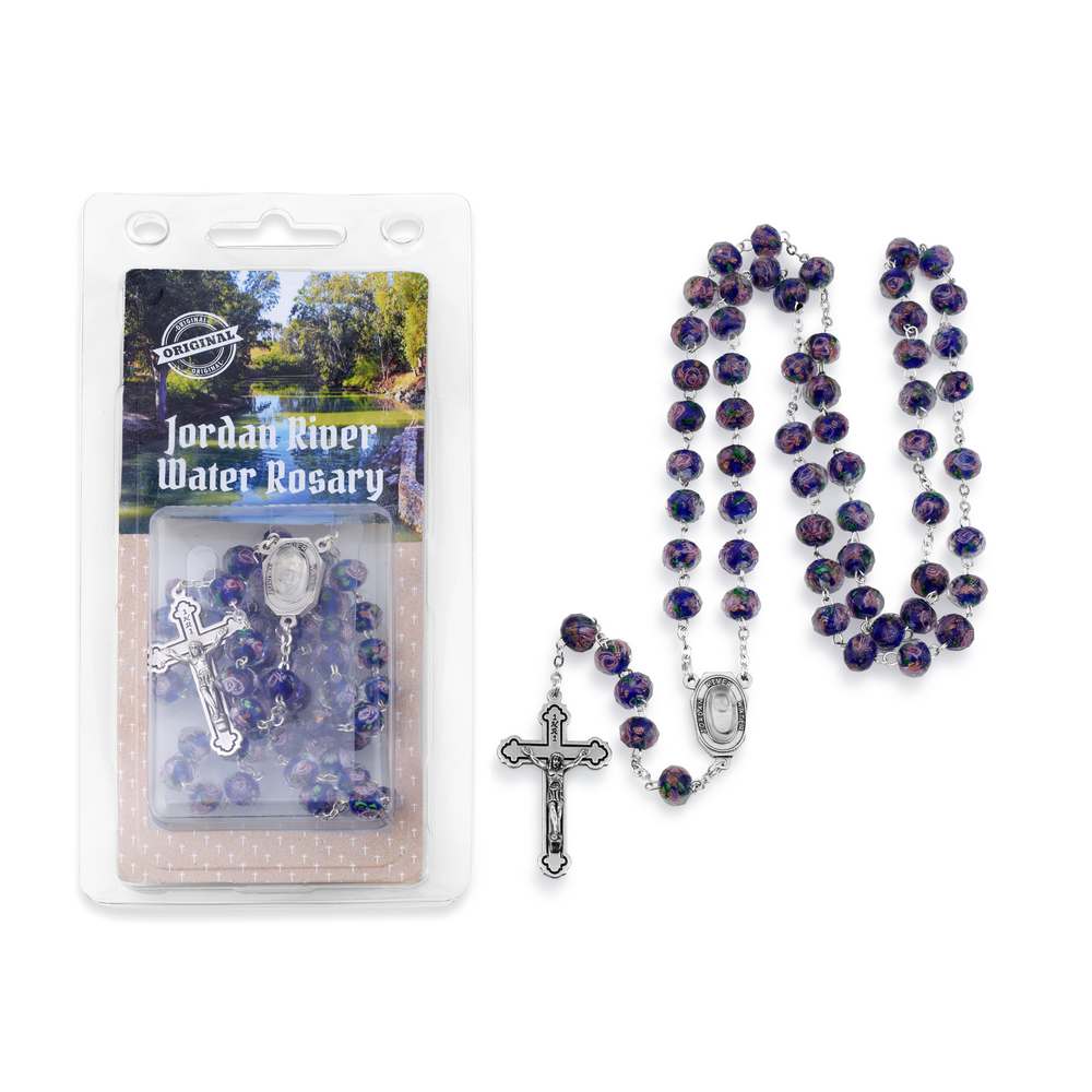Rosary - Crystal Holy Land Rosary with Jordan River Water purple