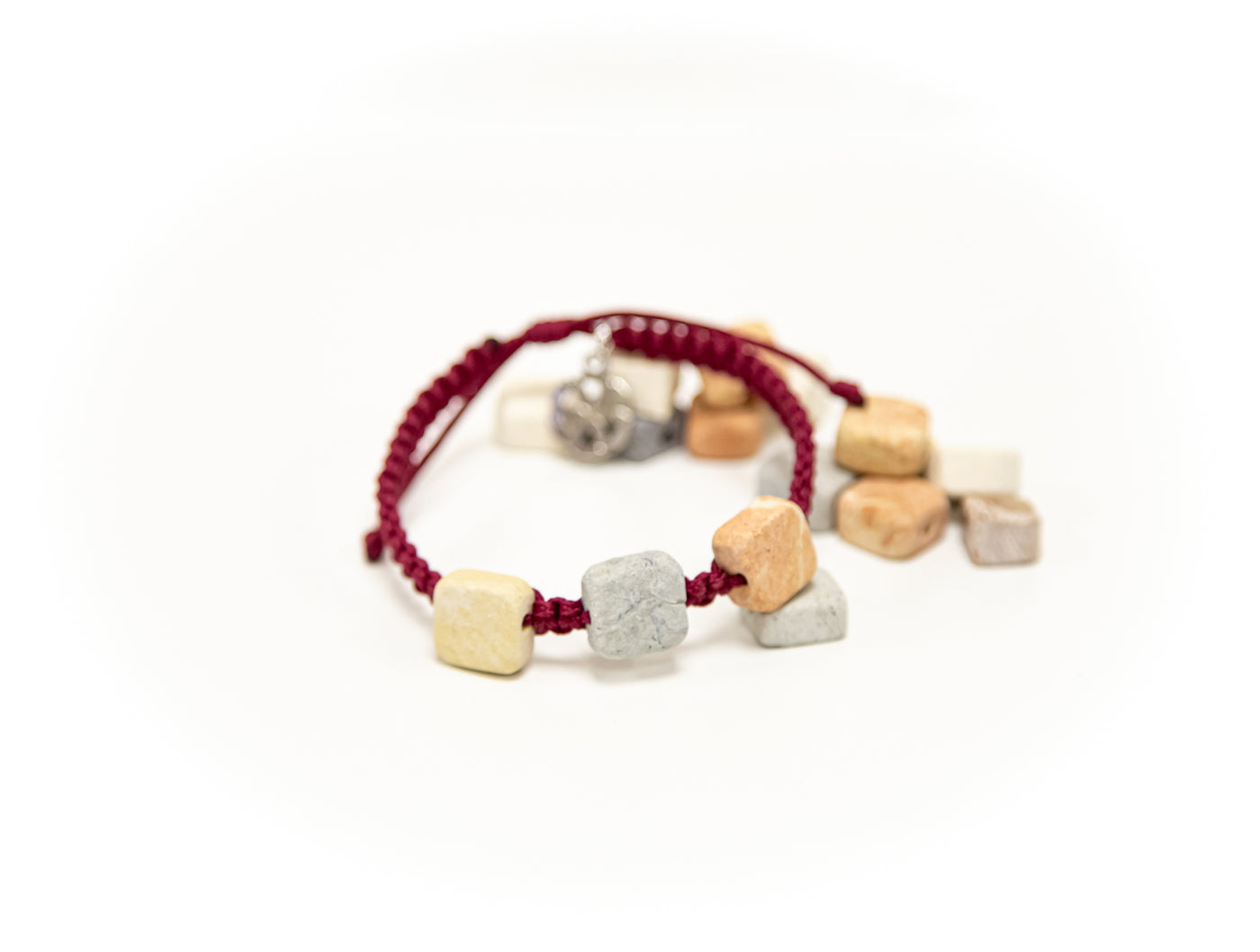 Sponsor Mosaic, Bracelet with Mosaic Stones & Silver Magdala Rosette charm