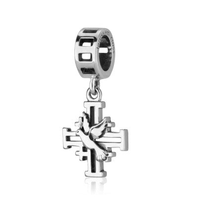Charm(pendant) Sterling Silver Jerusalem Cross with Holy Spirit