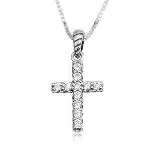 Sterling Silver Cross Pendant with Zircon Gemstones